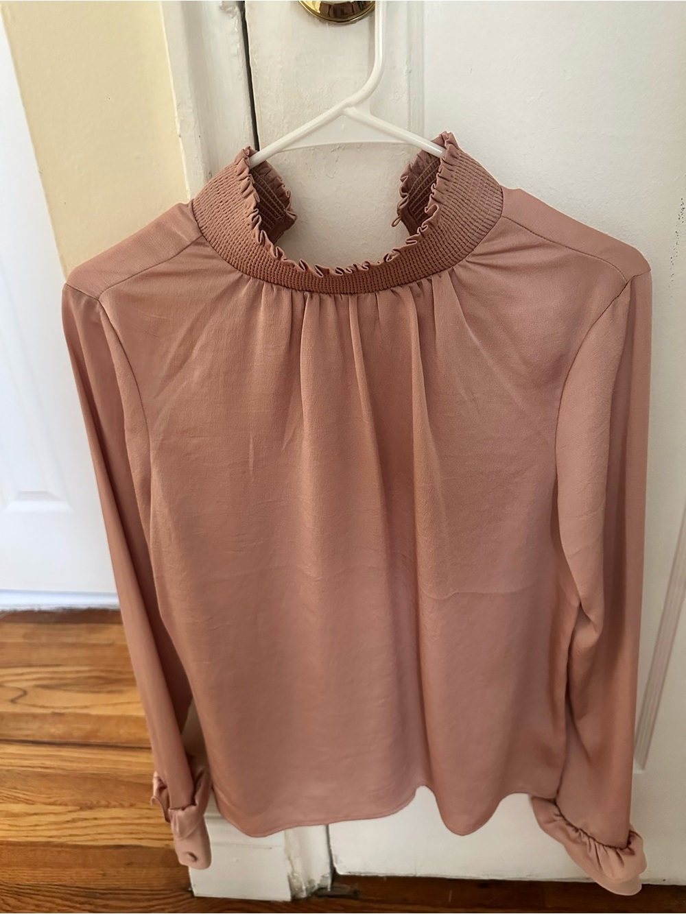 Express Dusty Rose High-Neck Long Sleeve Blouse